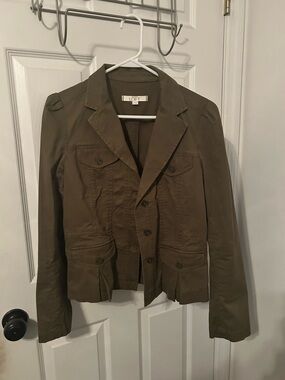 EUC Ann Taylor Loft Women’s Army Olive Green Fitted Jacket Sz 10 Button Up